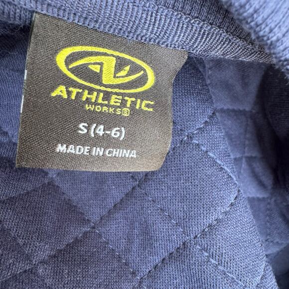 Athletic Works S Navy Blue Quilted Bomber Jacket Full Zip Ribbed Activewear Coat - Picture 4 of 6